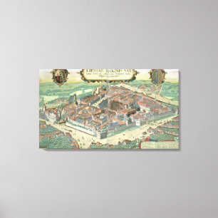 Map of Leipzig, from 'Civitates Orbis Terrarum' by Canvas Print