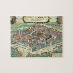 Map of Leipzig, from 'Civitates Orbis Terrarum' by Jigsaw Puzzle