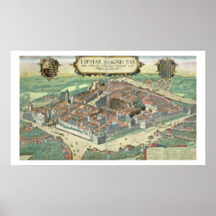 Map of Leipzig, from 'Civitates Orbis Terrarum' by Poster