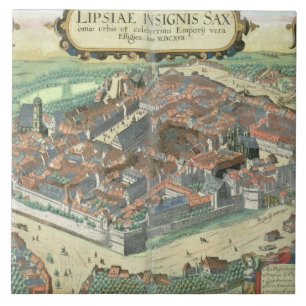 Map of Leipzig, from 'Civitates Orbis Terrarum' by Tile