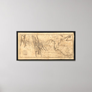 Map of Lewis & Clark's Across Western America 1814 Canvas Print