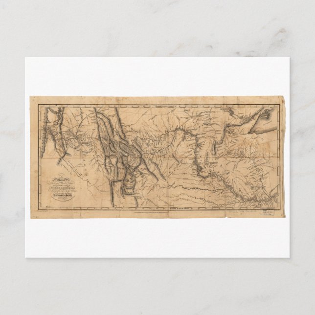 Map of Lewis & Clark's Across Western America 1814 Postcard (Front)