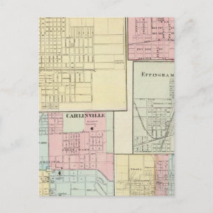 Map of Litchfield, Carlinsville, Salem Postcard