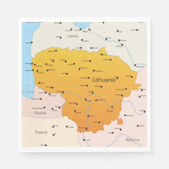 Map Of Lithuania Napkin (Front)