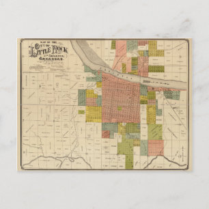 Map of Little Rock and Argenta, Arkansas (1888) Postcard