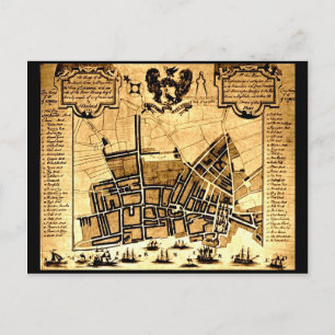 Map of Liverpool, 1725 Postcard