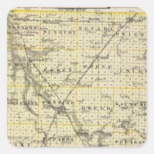 Map of Livingston County and Pontiac Square Sticker