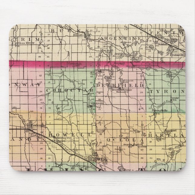 Map of Livingston County, Michigan Mouse Mat (Front)