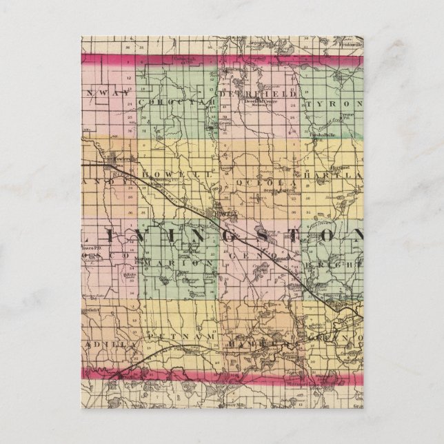 Map of Livingston County, Michigan Postcard (Front)
