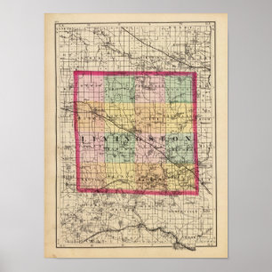 Map of Livingston County, Michigan Poster