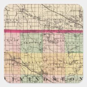 Map of Livingston County, Michigan Square Sticker