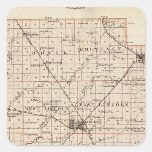 Map of Logan County Square Sticker