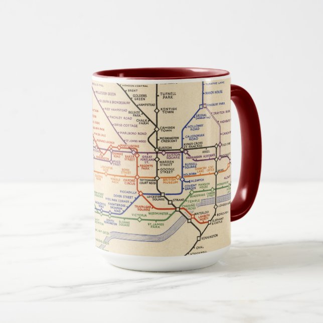 Map of London's Underground Railways Mug (Front Right)