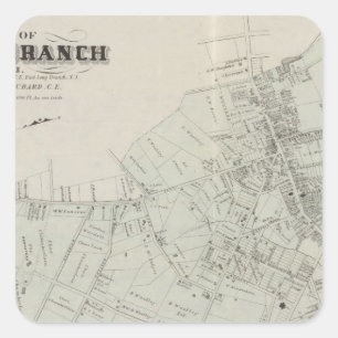 Map of Long Branch, NJ Square Sticker