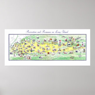 Map of Long Island - Recreation and Romance Poster