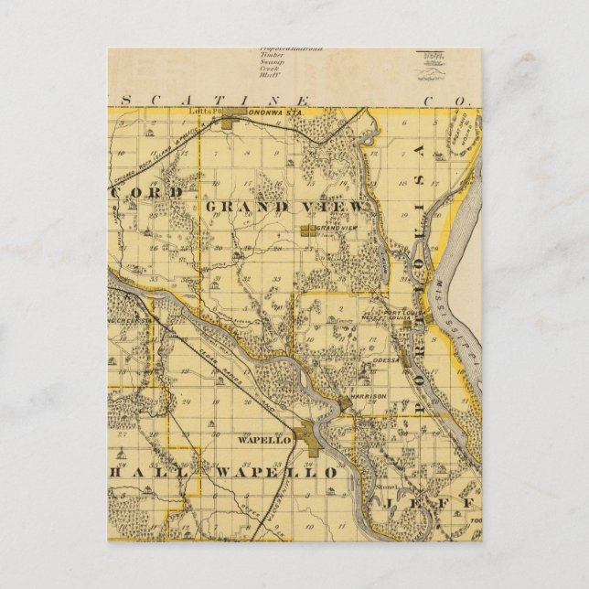 Map of Louisa County, State of Iowa Postcard (Front)