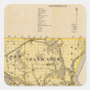 Map of Louisa County, State of Iowa Square Sticker