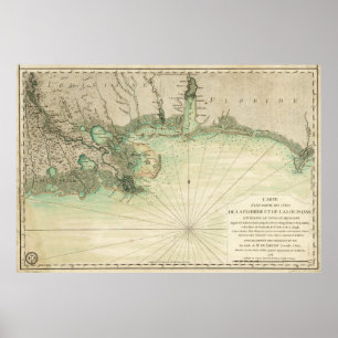 Map of Louisiana and Florida Gulf Coast (1778) Poster