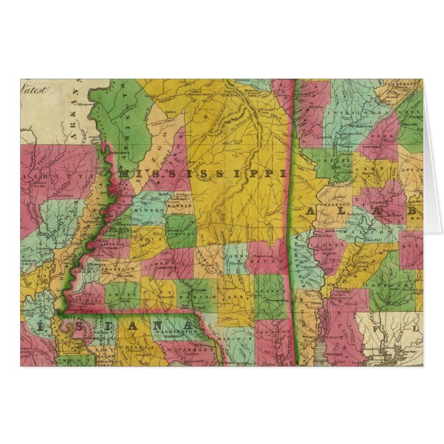 Map of Louisiana, Mississippi and Alabama (Front Horizontal)