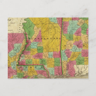 Map of Louisiana, Mississippi and Alabama Postcard