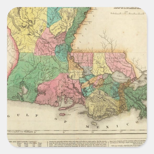 Map Of Louisiana Square Sticker (Front)