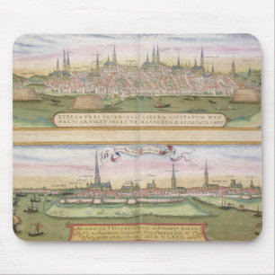Map of Lubeck and Hamburg, from 'Civitates Orbis T Mouse Mat