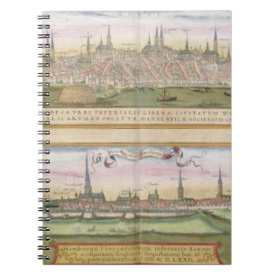 Map of Lubeck and Hamburg, from 'Civitates Orbis T Notebook