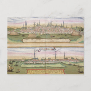 Map of Lubeck and Hamburg, from 'Civitates Orbis T Postcard