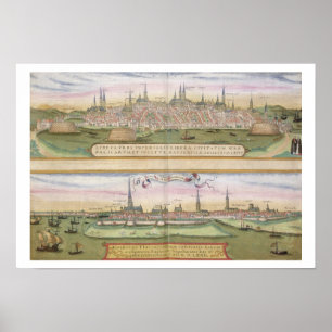 Map of Lubeck and Hamburg, from 'Civitates Orbis T Poster