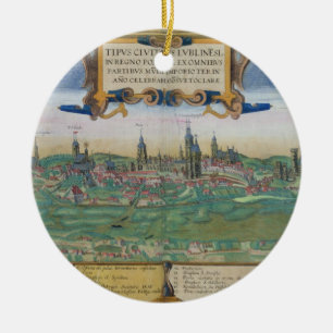 Map of Lublin, from 'Civitates Orbis Terrarum' by Ceramic Tree Decoration