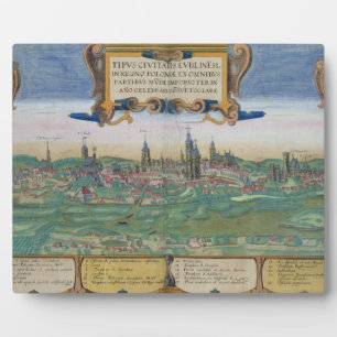 Map of Lublin, from 'Civitates Orbis Terrarum' by Plaque