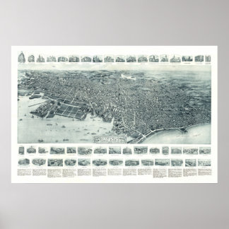 Map of Lynn, Massachusetts from 1916 Poster