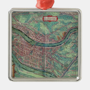 Map of Lyon, from 'Civitates Orbis Terrarum' by Ge Metal Tree Decoration
