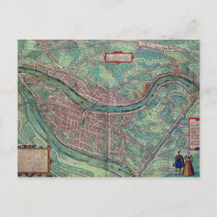 Map of Lyon, from 'Civitates Orbis Terrarum' by Ge Postcard