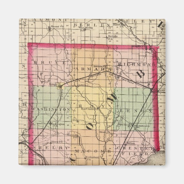 Map of Macomb County, Michigan Magnet (Front)