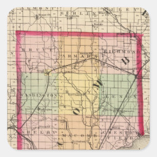 Map of Macomb County, Michigan Square Sticker