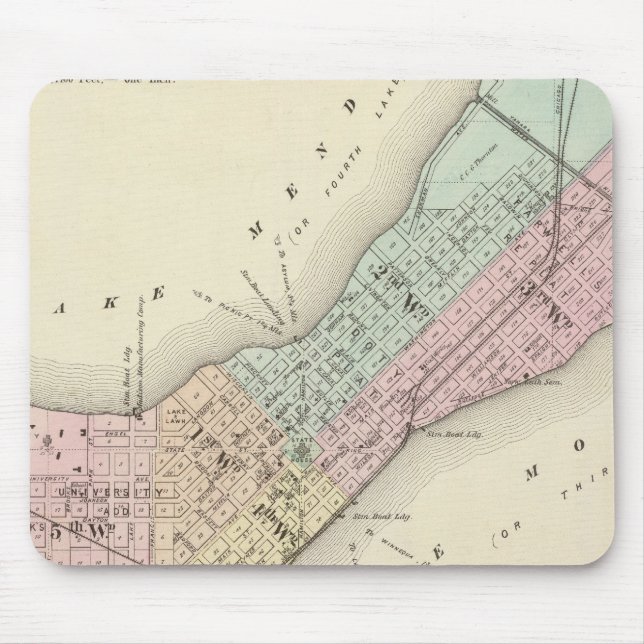 Map of Madison, Wisconsin Mouse Mat (Front)