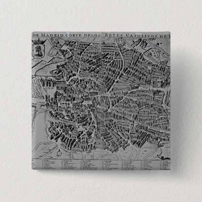 Map of Madrid 15 Cm Square Badge (Front)