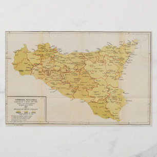 Map of Mafia Activity in Sicily Italy 1900 Stationery