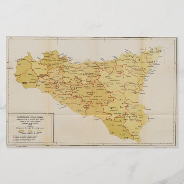 Map of Mafia Activity in Sicily Italy 1900 Stationery (Front)