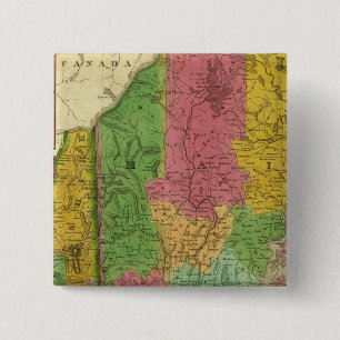 Map of Maine, New Hampshire, and Vermont 15 Cm Square Badge