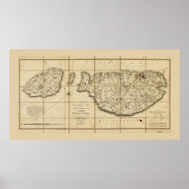 Map of Malta and Goza (1799) Poster (Front)