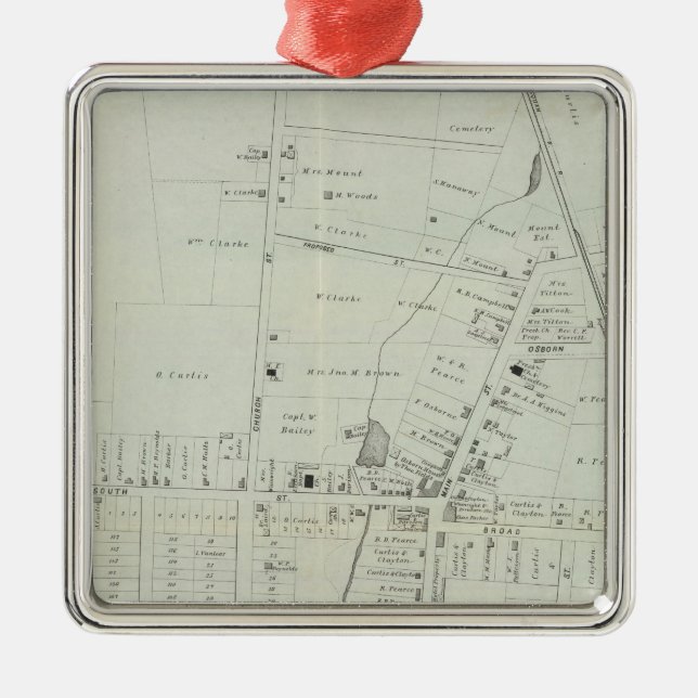 Map of Manasquan, New Jersey Metal Tree Decoration (Front)