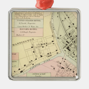 Map of Mannington, West Virginia Metal Tree Decoration