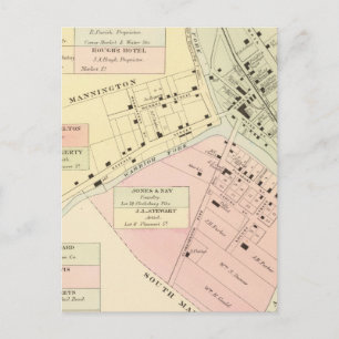 Map of Mannington, West Virginia Postcard