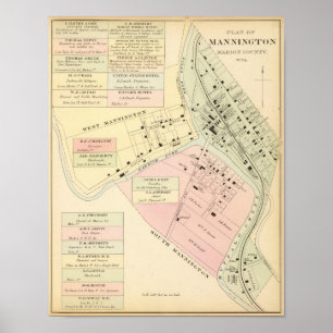 Map of Mannington, West Virginia Poster