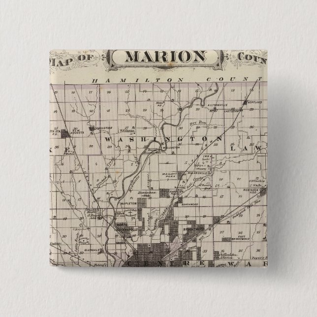 Map of Marion County 2 15 Cm Square Badge (Front)