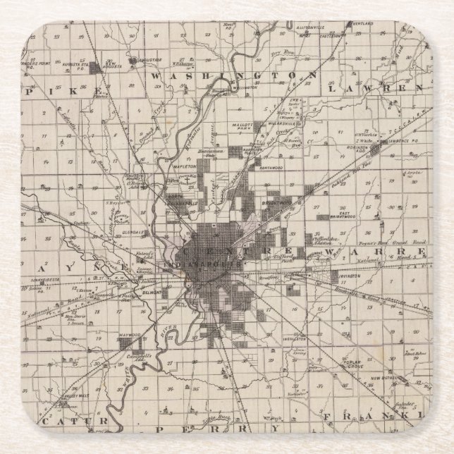 Map of Marion County 2 Square Paper Coaster (Front)