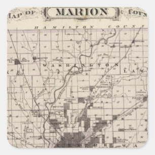 Map of Marion County 2 Square Sticker