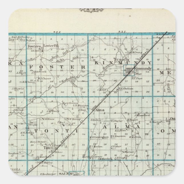 Map of Marion County Square Sticker (Front)